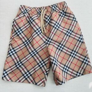 Burberry Kids Boys Malcolm Beige Plaid Swim Trunks (10Y)